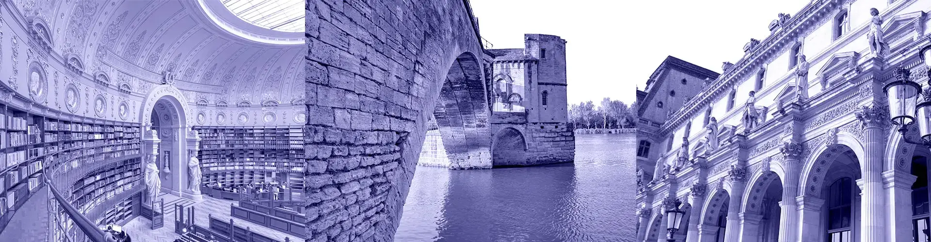 bannière avec trois images de lieux culturels